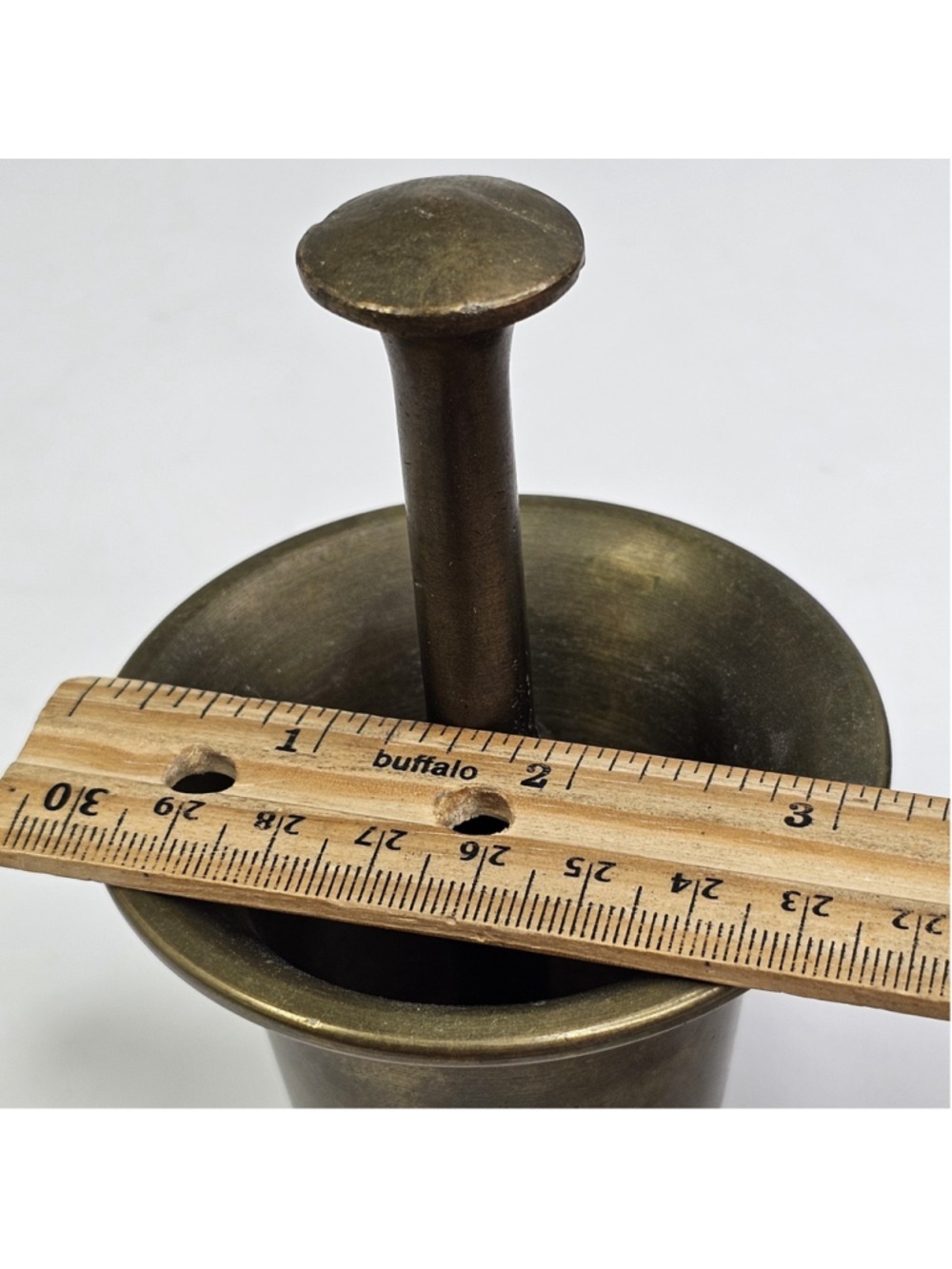 Antique Brass Pestal Mortar Apothecary Brass Decor - Picture 14 of 15